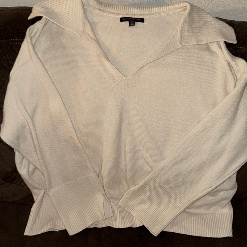 Women's Cropped Cream Cashmere Sweater